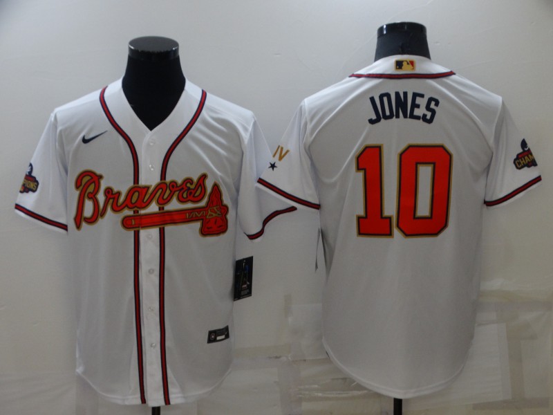 Men's Atlanta Braves Chipper Jones #10 White Jersey